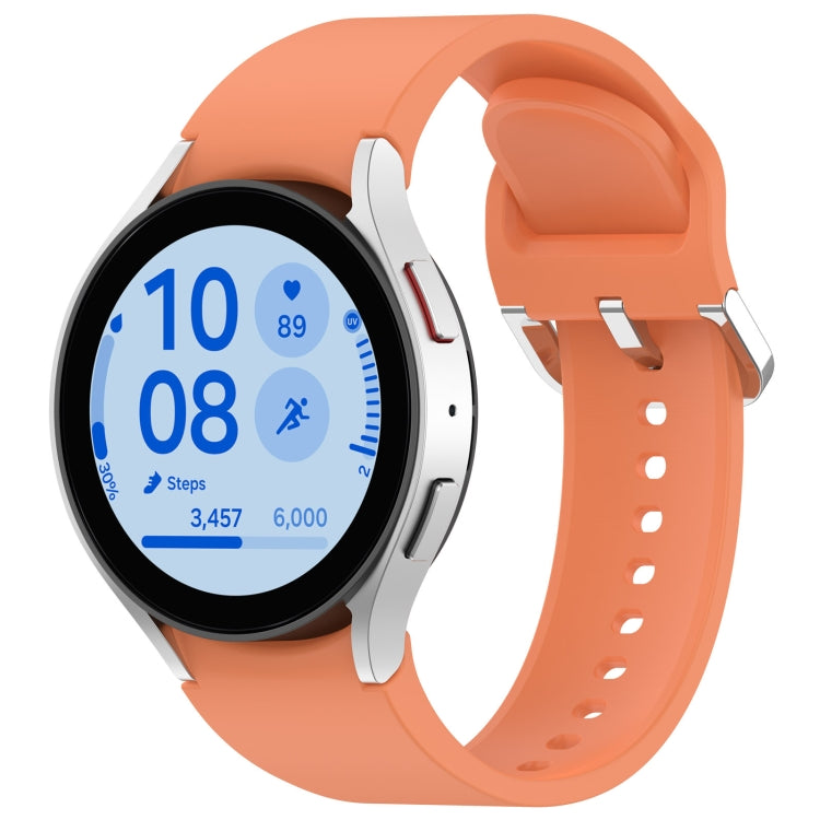 For Samsung Galaxy Watch FE 40mm Solid Color Silver Buckle Quick Release Silicone Watch Band(Orange) - free shipping - PMC TechLife - Order now!
