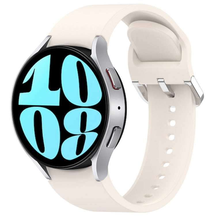 For Samsung Galaxy Watch 6 40mm Solid Color Silver Buckle Quick Release Silicone Watch Band(Starlight) - free shipping - PMC TechLife - Order now!