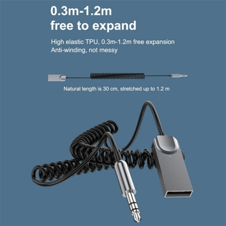 M02 3.5mm AUX Car Audio System Wireless Adapter Car Bluetooth Hands-Free Call Spring Cord - free shipping - PMC Jewellery - Order now!