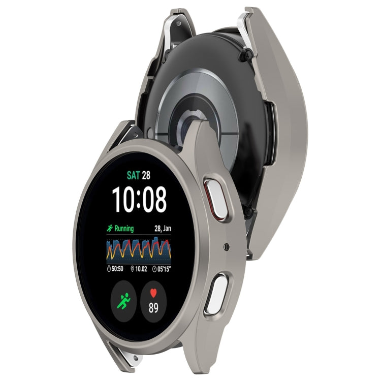 For Sansung Galaxy Watch 7 40mm Half Pack Hollow PC Watch Protective Case(Titanium Steel Color) - Watch Cases by PMC Jewellery | Online Shopping South Africa | PMC Jewellery | Buy Now Pay Later Mobicred