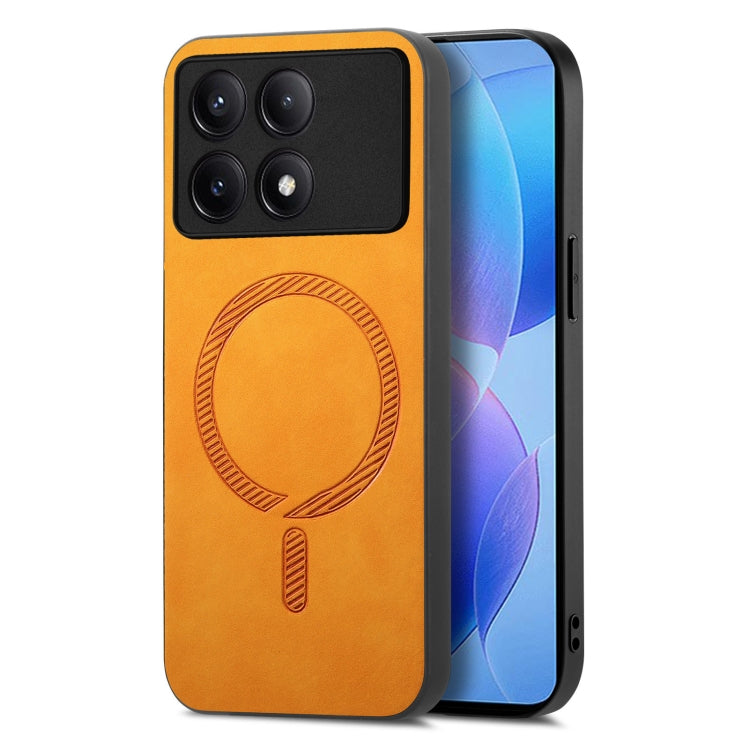 For Xiaomi Redmi K70 / K70 Pro 5G Solid Color Retro Magsafe PU Back Cover Phone Case(Yellow) - K70 Pro Cases by PMC Jewellery | Online Shopping South Africa | PMC Jewellery | Buy Now Pay Later Mobicred