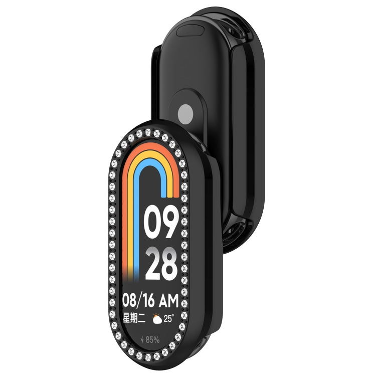 For Xiaomi Smart Band 9 Diamond Half Coverage Hollow PC Watch Protective Case(Black) - Watch Cases by PMC TechLife | Online Shopping South Africa | PMC TechLife | Buy Now Pay Later Mobicred