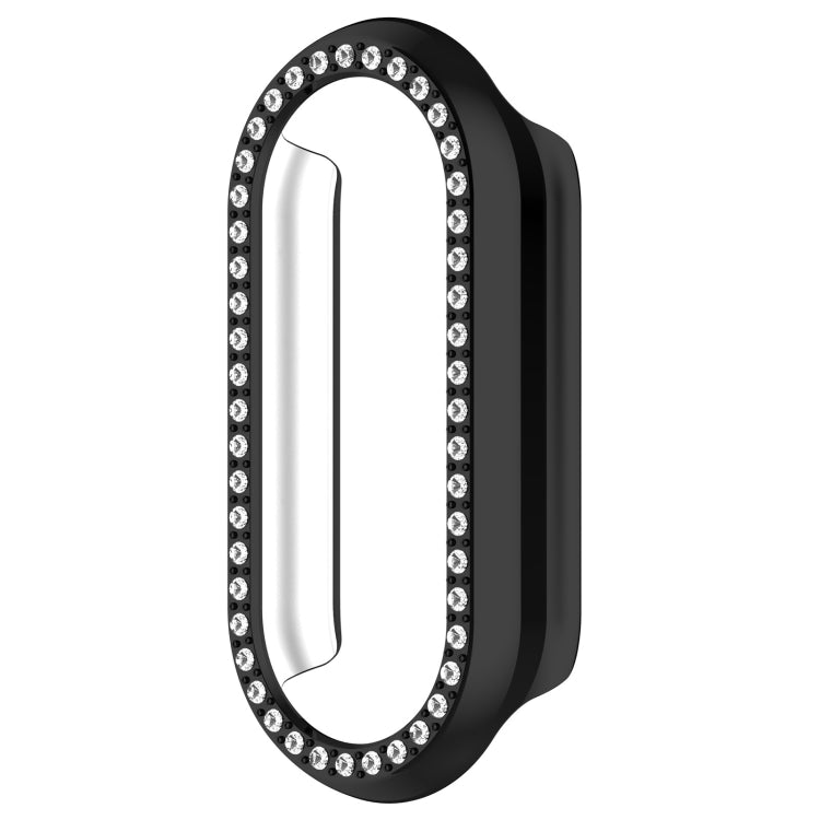 For Xiaomi Smart Band 9 Diamond Half Coverage Hollow PC Watch Protective Case(Black) - Watch Cases by PMC TechLife | Online Shopping South Africa | PMC TechLife | Buy Now Pay Later Mobicred