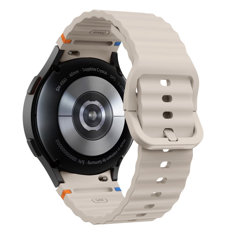 For Samsung Galaxy Watch 6 Classic Wave Pattern Stitched Silicone Watch Band(Starlight) - free shipping - PMC TechLife - Order now!