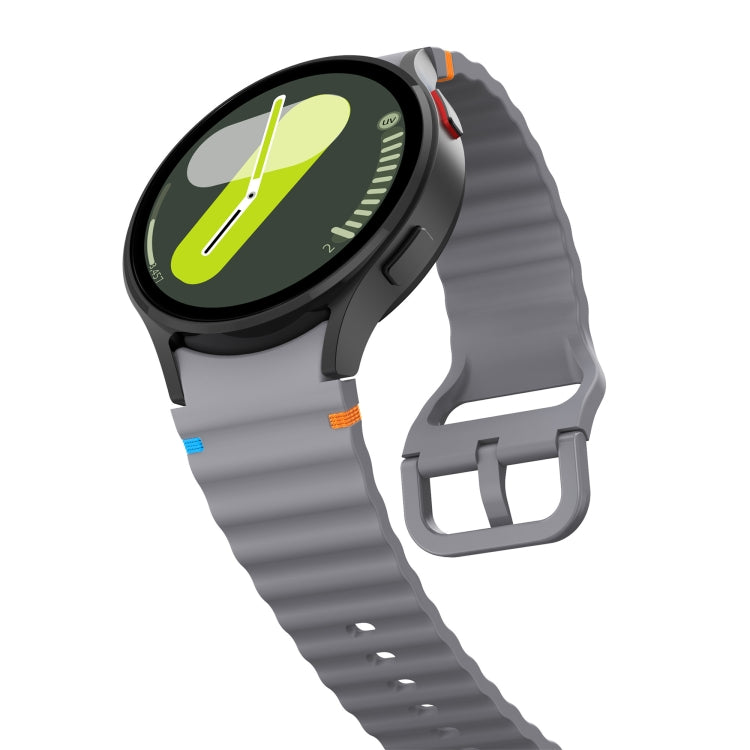 For Samsung Galaxy Watch 6 Classic Wave Pattern Stitched Silicone Watch Band(Dark Gray) - free shipping - PMC TechLife - Order now!