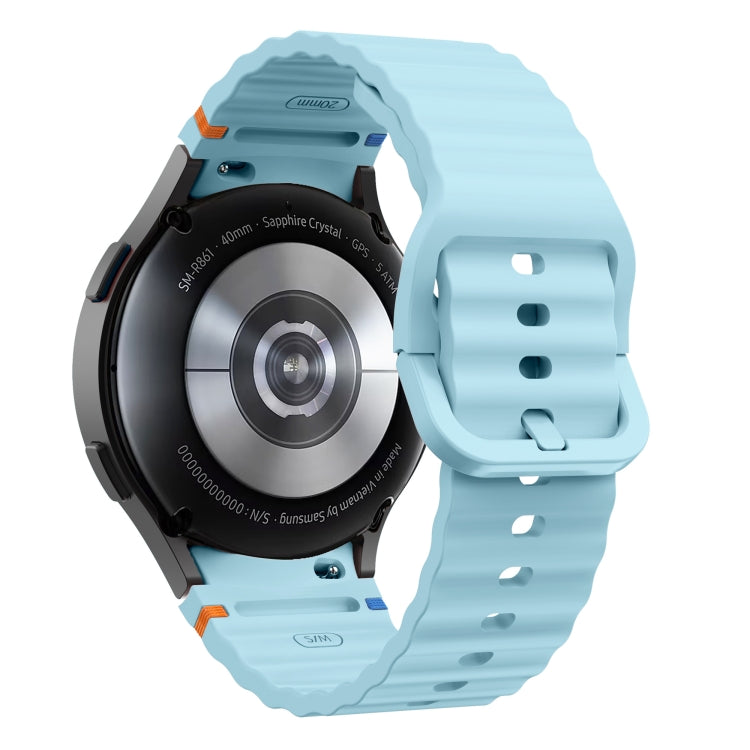 For Samsung Galaxy Watch 5 40 / 44mm Wave Pattern Stitched Silicone Watch Band(Light Blue) - free shipping - PMC TechLife - Order now!
