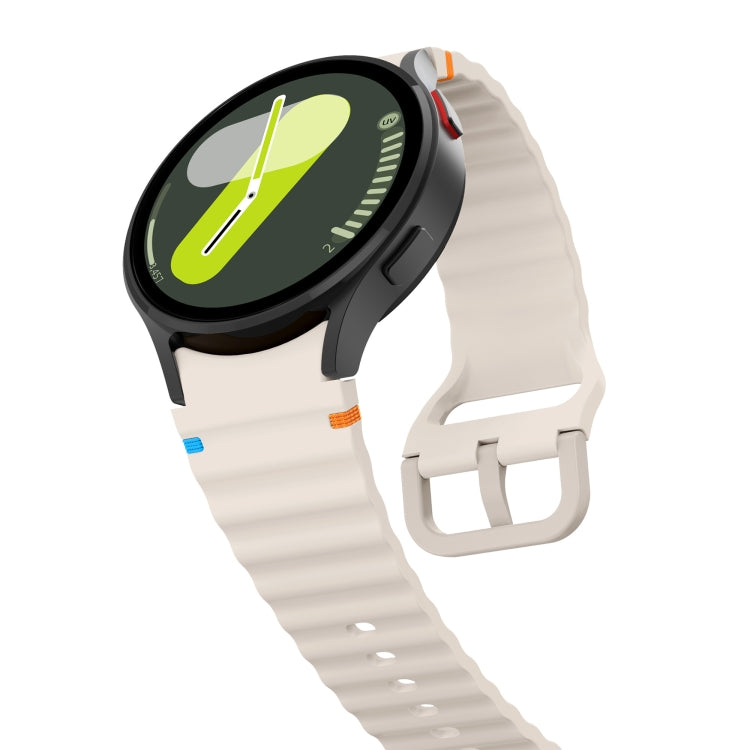 For Samsung Galaxy Watch 5 40 / 44mm Wave Pattern Stitched Silicone Watch Band(Starlight) - free shipping - PMC TechLife - Order now!