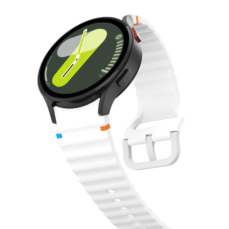 For Samsung Galaxy Watch 5 Pro Wave Pattern Stitched Silicone Watch Band(White) - free shipping - PMC TechLife - Order now!