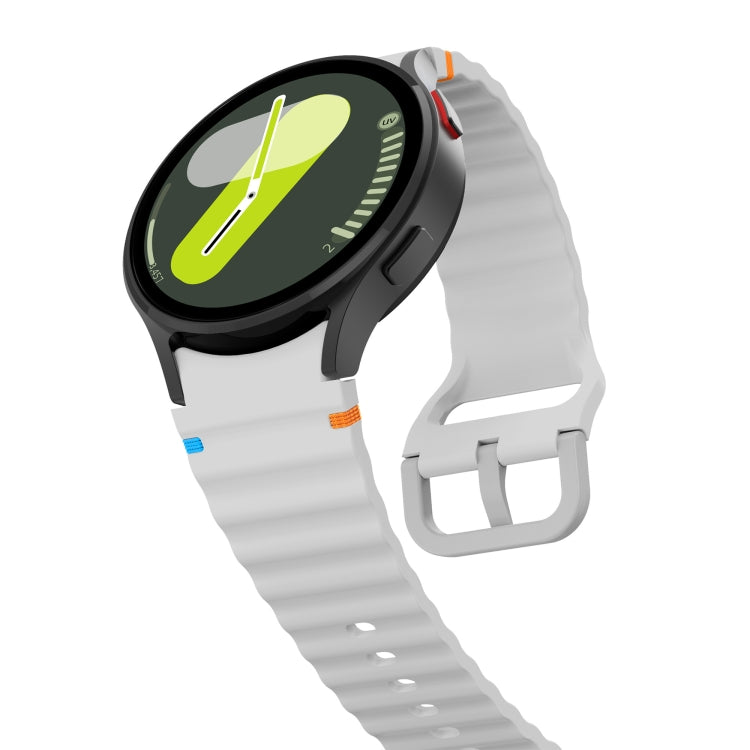 For Samsung Galaxy Watch 5 Pro Wave Pattern Stitched Silicone Watch Band(Light Gray) - free shipping - PMC TechLife - Order now!