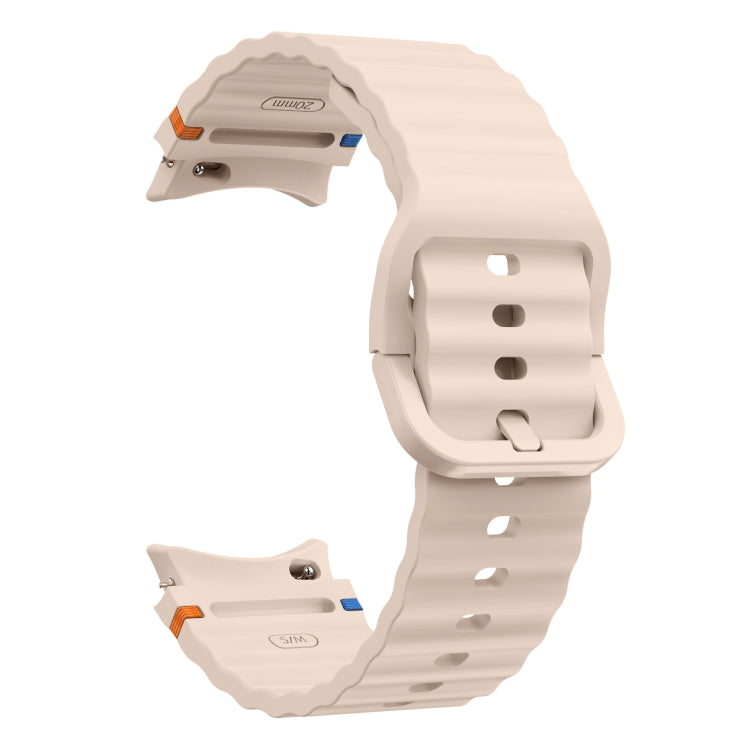 For Samsung Galaxy Watch 4 Classic 42 / 46mm Wave Pattern Stitched Silicone Watch Band(Pink) - free shipping - PMC TechLife - Order now!