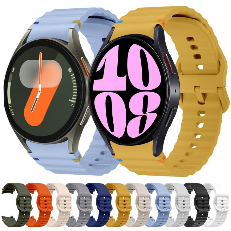 For Samsung Galaxy Watch 4 40 / 44mm Wave Pattern Stitched Silicone Watch Band(Light Gray) - free shipping - PMC TechLife - Order now!