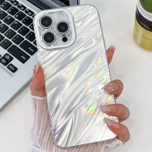 For iPhone 16 Pro Max Plating Glitter Texture TPU Phone Case with Lens Film(White Water Ripples) - iPhone 16 Pro Max Cases by PMC Jewellery | Online Shopping South Africa | PMC Jewellery | Buy Now Pay Later Mobicred