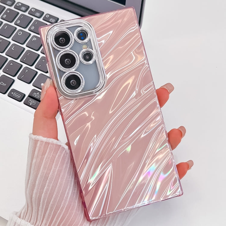 For Samsung Galaxy S25 Ultra 5G Plating Glitter Texture TPU Phone Case with Lens Film(Pink Water Ripples) - Galaxy S25 Ultra 5G Cases by PMC Jewellery | Online Shopping South Africa | PMC Jewellery | Buy Now Pay Later Mobicred