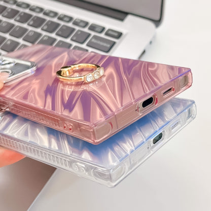 For Samsung Galaxy S25 Ultra 5G Plating Glitter Texture Ring Holder TPU Phone Case with Lens Film(White Wrinkles) - Galaxy S25 Ultra 5G Cases by PMC Jewellery | Online Shopping South Africa | PMC Jewellery | Buy Now Pay Later Mobicred