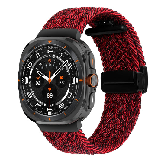 For Samsung Galaxy Watch Ultra 47mm Fold Magnetic Buckle Braided Watch Band(Black Sand Red) - Watch Bands by PMC Jewellery | Online Shopping South Africa | PMC Jewellery | Buy Now Pay Later Mobicred