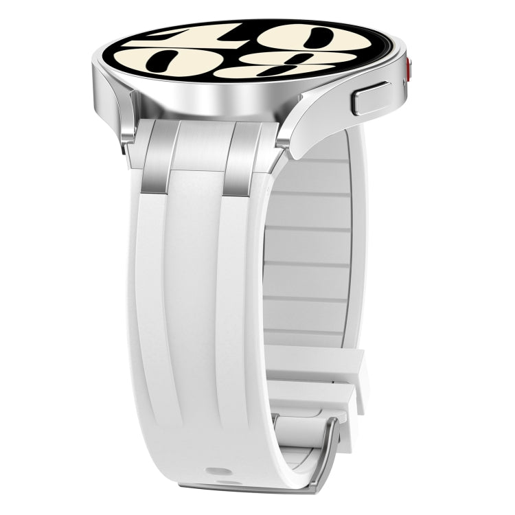 For Samsung Galaxy Watch Active 2 20mm Quick Release Silver Buckle Royal Silicone Watch Band(White) - free shipping - PMC TechLife - Order now!