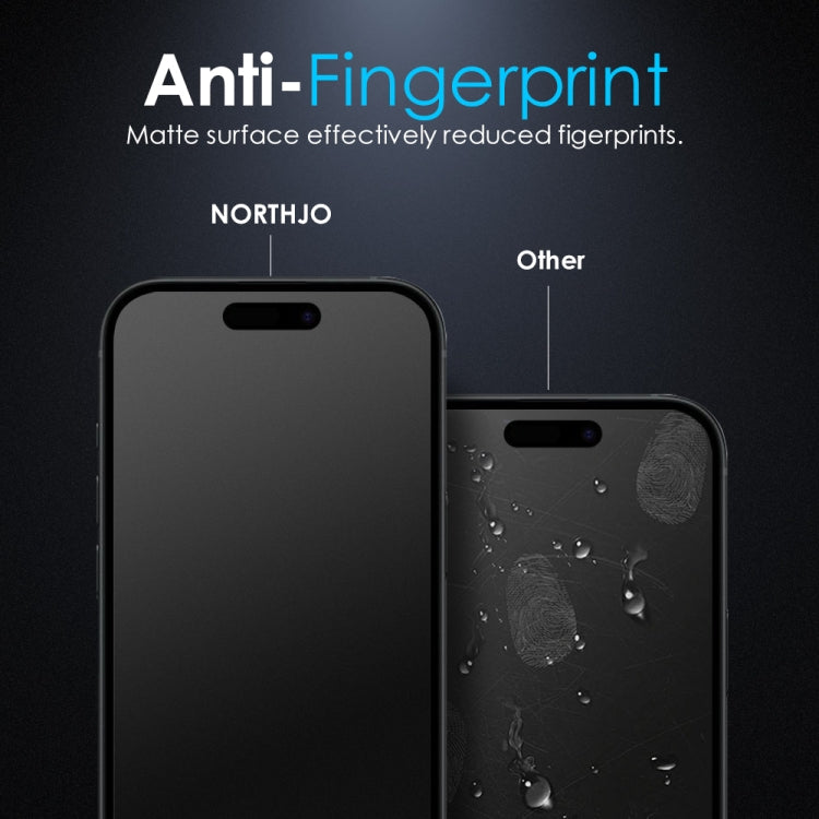 For iPhone 16 NORTHJO Matte Silkscreen Anti-Fingerprint Tempered Glass Film - iPhone 16 Tempered Glass by NORTHJO | Online Shopping South Africa | PMC Jewellery | Buy Now Pay Later Mobicred