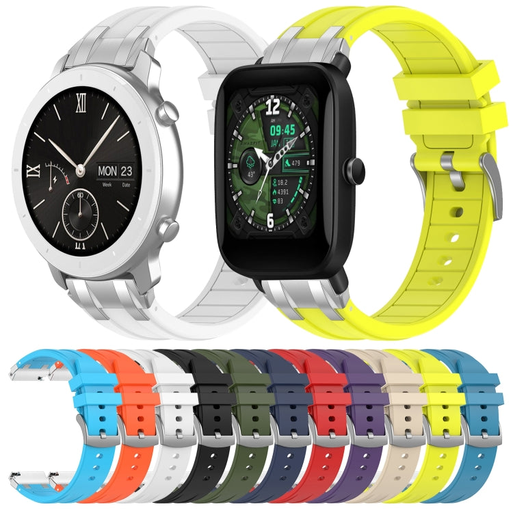 For Amazfit GTS 2 Mini 20mm Quick Release Silver Buckle Royal Silicone Watch Band(White) - free shipping - PMC TechLife - Order now!