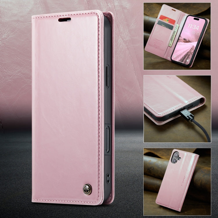 For iPhone 16 CaseMe 003 Crazy Horse Texture Flip Leather Phone Case(Pink) - iPhone 16 Cases by CaseMe | Online Shopping South Africa | PMC Jewellery | Buy Now Pay Later Mobicred