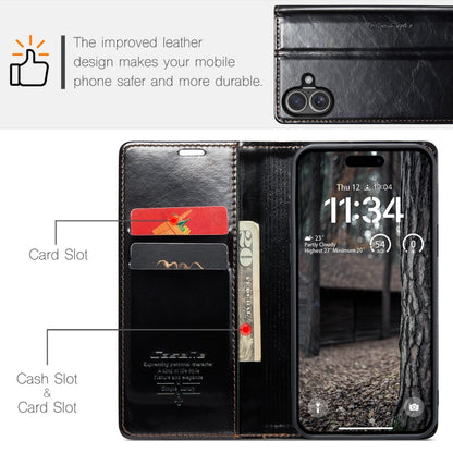 For iPhone 16 CaseMe 003 Crazy Horse Texture Flip Leather Phone Case(Black) - iPhone 16 Cases by CaseMe | Online Shopping South Africa | PMC Jewellery | Buy Now Pay Later Mobicred