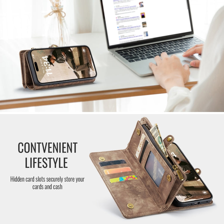 For iPhone 16 Plus CaseMe 008 Detachable Multifunctional Leather Phone Case(Brown) - free shipping - PMC Jewellery - Order now!