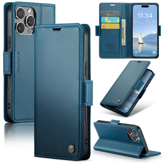 For iPhone 16 Pro Max CaseMe 023 Butterfly Buckle Litchi Texture RFID Anti-theft Leather Phone Case(Blue) - iPhone 16 Pro Max Cases by CaseMe | Online Shopping South Africa | PMC Jewellery | Buy Now Pay Later Mobicred