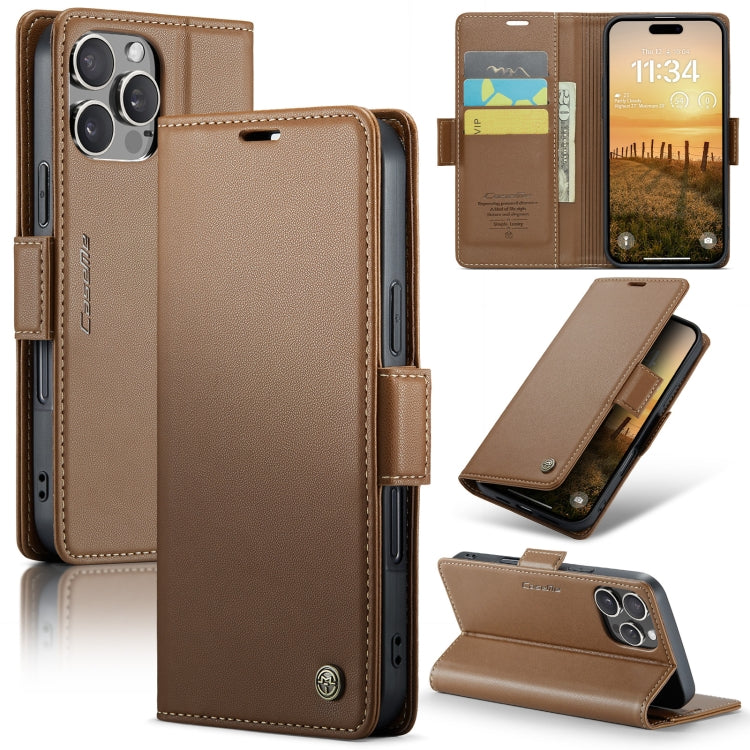 For iPhone 16 Pro CaseMe 023 Butterfly Buckle Litchi Texture RFID Anti-theft Leather Phone Case(Brown) - iPhone 16 Pro Cases by CaseMe | Online Shopping South Africa | PMC Jewellery | Buy Now Pay Later Mobicred