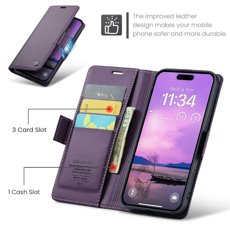 For iPhone 16 CaseMe 023 Butterfly Buckle Litchi Texture RFID Anti-theft Leather Phone Case(Purple) - iPhone 16 Cases by CaseMe | Online Shopping South Africa | PMC Jewellery | Buy Now Pay Later Mobicred