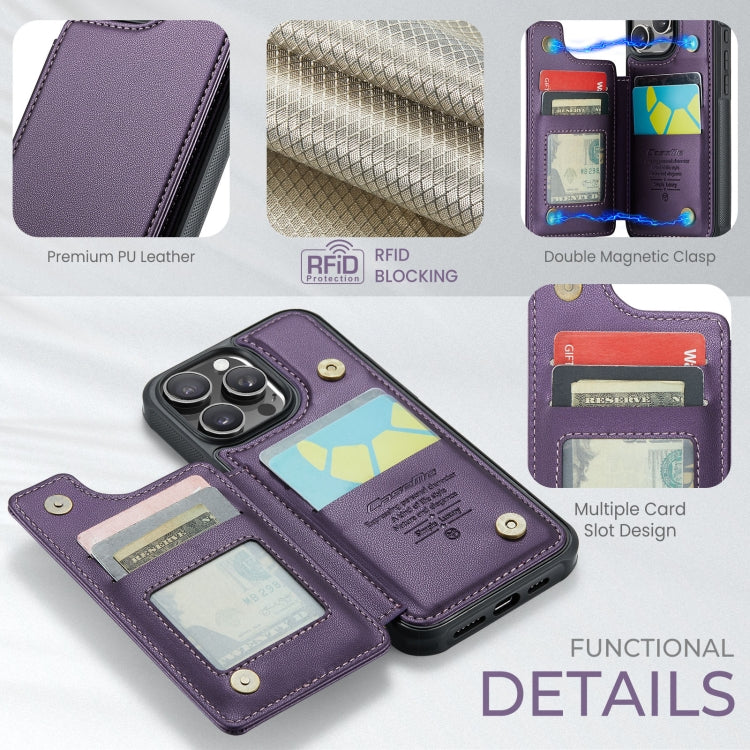 For iPhone 16 Pro CaseMe C22 Card Slots Holder RFID Anti-theft Phone Case(Purple) - iPhone 16 Pro Cases by CaseMe | Online Shopping South Africa | PMC Jewellery | Buy Now Pay Later Mobicred