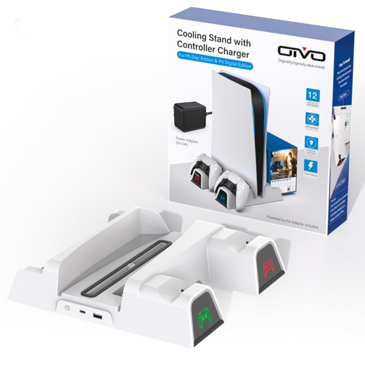 For PS5 OIVO IV-P5235 Multi-Function Charging Stand with Cooling Fan / Disc Stand / LED Light - Holder by OIVO | Online Shopping South Africa | PMC Jewellery | Buy Now Pay Later Mobicred