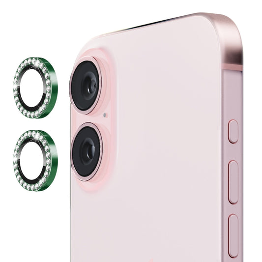 For iPhone 16 / 16 Plus ENKAY AR Anti-reflection Individual Diamond Ring Camera Lens Glass Full Film(Deep Green) - iPhone 16 Plus Tempered Glass by ENKAY | Online Shopping South Africa | PMC Jewellery | Buy Now Pay Later Mobicred