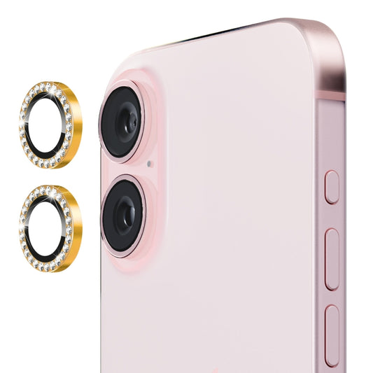 For iPhone 16 / 16 Plus ENKAY AR Anti-reflection Individual Diamond Ring Camera Lens Glass Full Film(Golden) - iPhone 16 Plus Tempered Glass by ENKAY | Online Shopping South Africa | PMC Jewellery | Buy Now Pay Later Mobicred