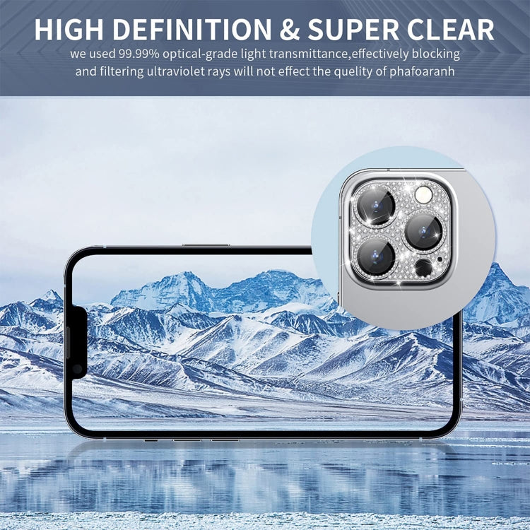 For iPhone 16 / 16 Plus ENKAY Hat-Prince Blink Diamond Camera Lens Aluminium Alloy Tempered Glass Film(Sierra Blue) - iPhone 16 Tempered Glass by ENKAY | Online Shopping South Africa | PMC Jewellery | Buy Now Pay Later Mobicred