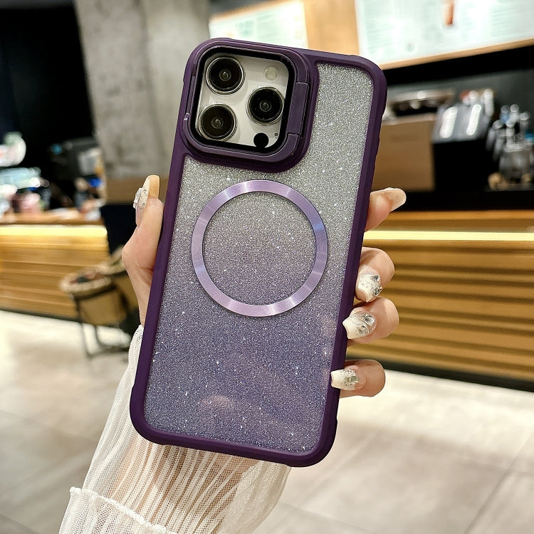 For iPhone 16 Pro CD-grain Gradient Glitter Magsafe Acrylic Hybrid TPU Phone Case(Purple) - iPhone 16 Pro Cases by PMC Jewellery | Online Shopping South Africa | PMC Jewellery | Buy Now Pay Later Mobicred