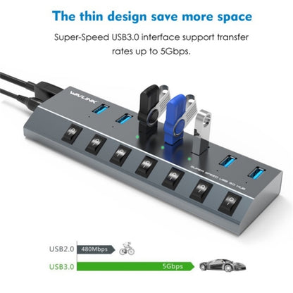 WAVLINK UH3076 5Gbps 7-port USB 3.0 Hub with Independent Switch and LED Indicator(US Plug) - USB 3.0 HUB by WAVLINK | Online Shopping South Africa | PMC Jewellery | Buy Now Pay Later Mobicred