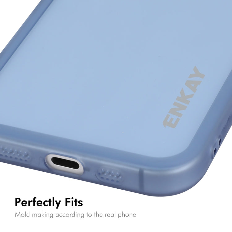 For iPhone 16 Plus ENKAY Hat-Prince Translucent Matte TPU Phone Case with Lens Film(Blue) - iPhone 16 Plus Cases by ENKAY | Online Shopping South Africa | PMC Jewellery | Buy Now Pay Later Mobicred