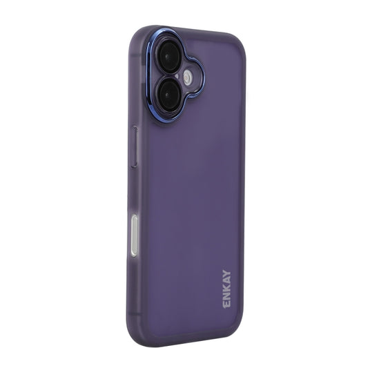 For iPhone 16 Plus ENKAY Hat-Prince Translucent Matte TPU Phone Case with Lens Film(Purple) - iPhone 16 Plus Cases by ENKAY | Online Shopping South Africa | PMC Jewellery | Buy Now Pay Later Mobicred