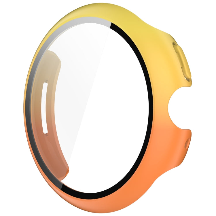 For Google Pixel Watch 3 45mm PC + Tempered Film Integrated Watch Protective Case(Yellow+Orange) - Watch Cases by PMC TechLife | Online Shopping South Africa | PMC TechLife | Buy Now Pay Later Mobicred