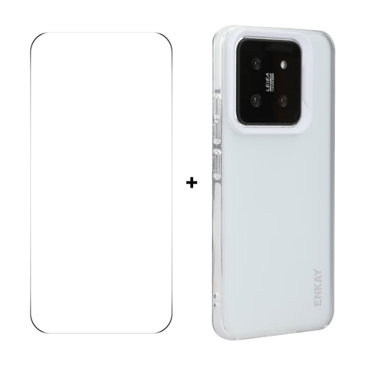 For Xiaomi 14 ENKAY Hat-Prince Translucent Matte TPU Soft Phone Case + 9H Big Arc Edge Film(White) - 14 Cases by ENKAY | Online Shopping South Africa | PMC Jewellery | Buy Now Pay Later Mobicred