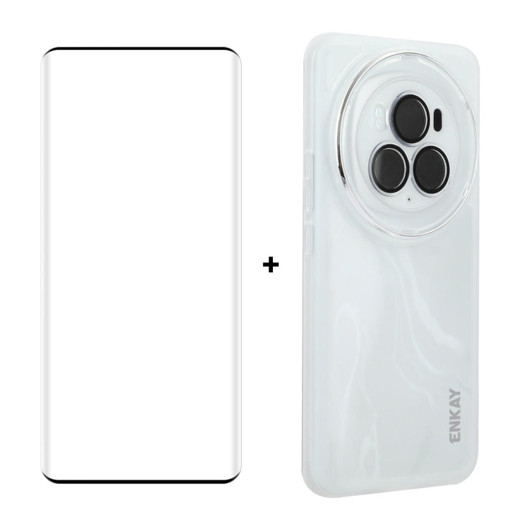 For Honor Magic6 ENKAY Hat-Prince Translucent Matte TPU Phone Case with Lens Film + 3D Hot Bending Film(White) - Honor Cases by ENKAY | Online Shopping South Africa | PMC Jewellery | Buy Now Pay Later Mobicred