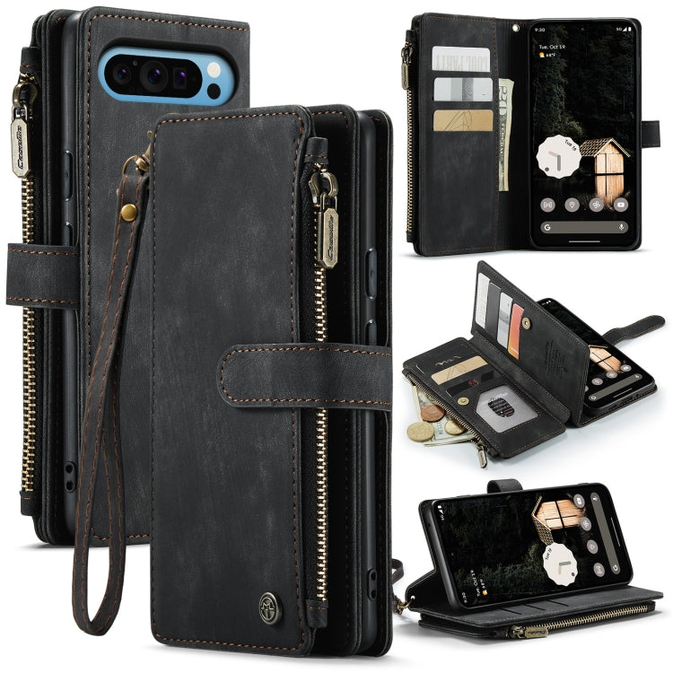 For Google Pixel 9 Pro XL CaseMe C30 Card Slots Zipper Wallet Leather Phone Case(Black) - Google Cases by CaseMe | Online Shopping South Africa | PMC Jewellery | Buy Now Pay Later Mobicred