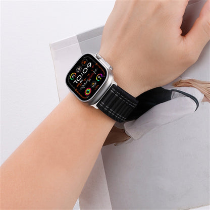 For Apple Watch Ultra 2 49mm Sea Wave Nylon Hook and Loop Fastener Watch Band(Wine Red) - Watch Bands by PMC Jewellery | Online Shopping South Africa | PMC Jewellery | Buy Now Pay Later Mobicred