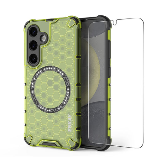 For Samsung Galaxy S24 5G ENKAY Hat-Prince Honeycomb MagSafe Shockproof Phone Case with 0.18mm Film(Green) - Galaxy S24 5G Cases by ENKAY | Online Shopping South Africa | PMC Jewellery | Buy Now Pay Later Mobicred