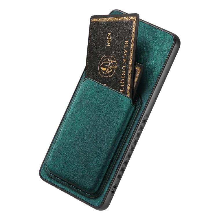 For iPhone 16e Retro Leather Card Bag Magnetic Phone Case(Green) - iPhone 16e Cases by PMC TechLife | Online Shopping South Africa | PMC TechLife | Buy Now Pay Later Mobicred