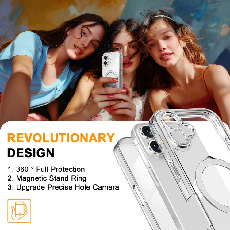 For iPhone 16 Skin Feel MagSafe Holder 360 Full Body Phone Case(Transparent) - iPhone 16 Cases by PMC Jewellery | Online Shopping South Africa | PMC Jewellery | Buy Now Pay Later Mobicred