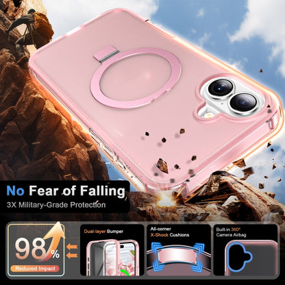 For iPhone 16 Frosted Skin Feel MagSafe Holder 360 Full Body Phone Case(Pink) - iPhone 16 Cases by PMC Jewellery | Online Shopping South Africa | PMC Jewellery | Buy Now Pay Later Mobicred