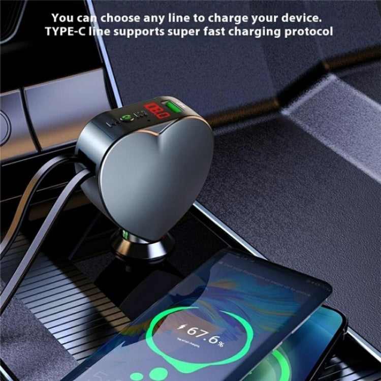 Y2 With Type-C Retractable Cables Car Bluetooth MP3 Player Hands-Free Call Adapter - Bluetooth Car Kits by PMC Jewellery | Online Shopping South Africa | PMC Jewellery | Buy Now Pay Later Mobicred