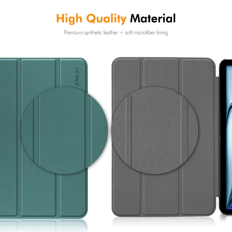 For Honor Pad X8a 11 ENKAY Tri-fold Custer Texture Leather Protective Tablet Case(Dark Green) - Honor by ENKAY | Online Shopping South Africa | PMC TechLife | Buy Now Pay Later Mobicred