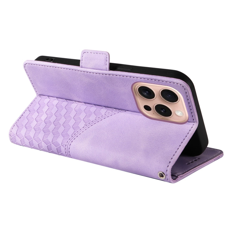 For iPhone 16 Pro Max ENKAY Embossed Rhombus Starry Leather Phone Case with Screen Film(Green) - free shipping - PMC Jewellery - Order now!