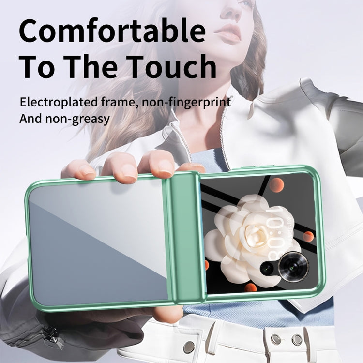 For Honor Magic V Flip Plating Transparent Folding Hinged Phone Case(Green) - Honor Cases by PMC TechLife | Online Shopping South Africa | PMC TechLife | Buy Now Pay Later Mobicred